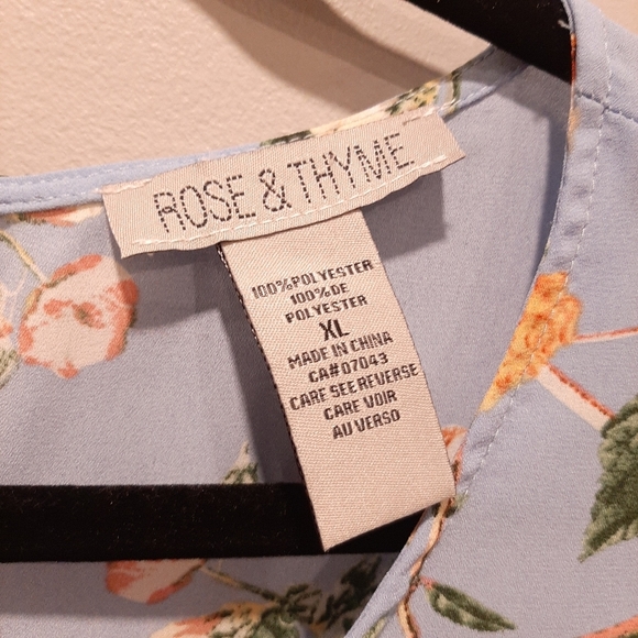 ROSE & THYME Floral Flare Tie Cuff Long Sleeve Blouse Keyhole Scoop Neck - Picture 12 of 12